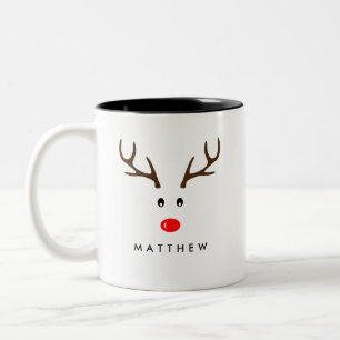Personalisierter Name Reindeer Xmas Holiday Zweifarbige Tasse