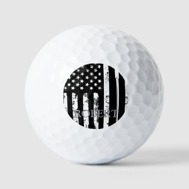 Personalisierter Name Retro American Flag Golf Ges Golfball (Vorderseite)