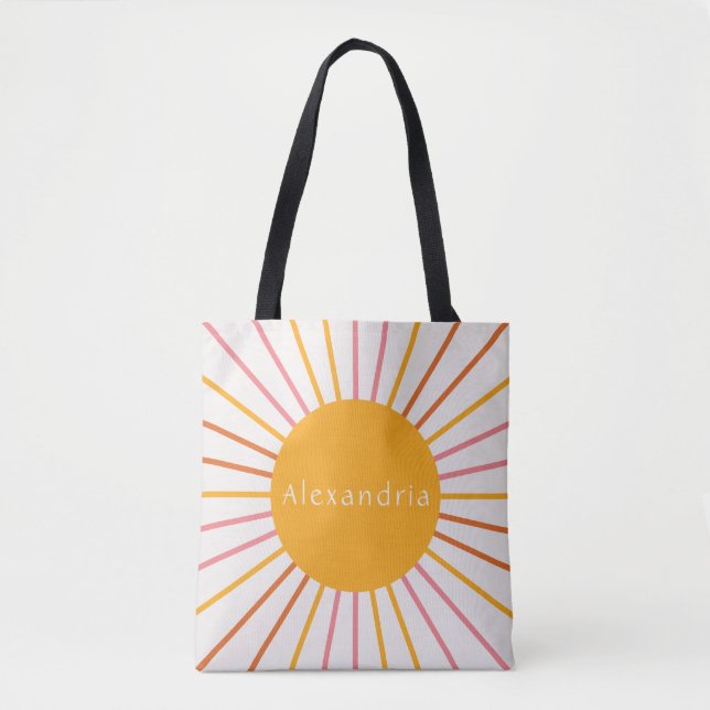 Personalisierter Name Retro Boho Sun (Vorderseite)