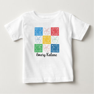 Personalisierter Name Retro Checked Autismus Aware Baby T-shirt