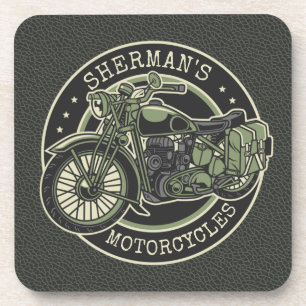 Personalisierter NAME Retro Militärische Motorrad Getränkeuntersetzer