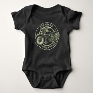 Personalisierter NAME Retro Militärische Motorradf Baby Strampler