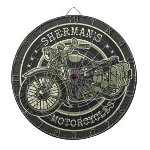 Personalisierter NAME Retro Militärische Motorradf Dartscheibe