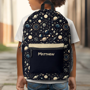 Personalisierter Name Retro Modernes Weltraumthema Bedruckter Rucksack
