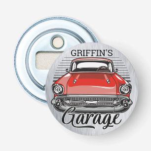 Personalisierter NAME Retro Red Classic Garage Flaschenöffner