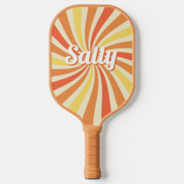 Personalisierter Name Retro-Regenbogen Pickleball Schläger