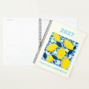 Personalisierter Name Retro-Zitronen-Marktdesign Planer