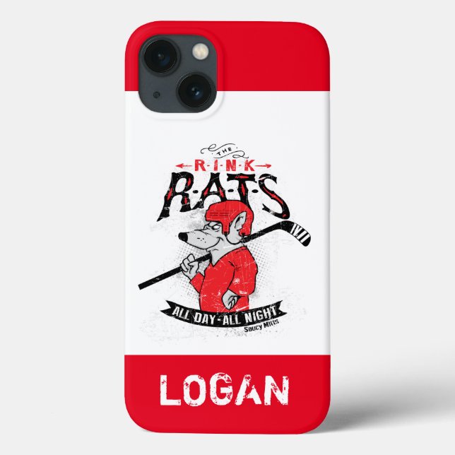 Personalisierter Name Rink Rats Hockey Phone Case (Rückseite)