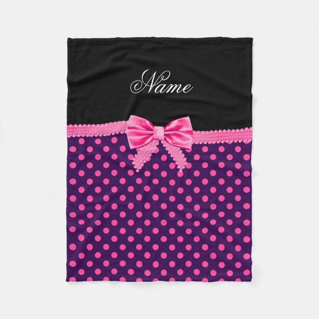 Personalisierter Name Rosa Bug lila rosa Punkte Fleecedecke (Vorderseite)