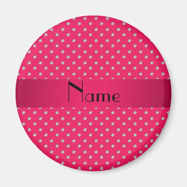 Personalisierter Name Rosa Diamanten Magnet (Vorne)