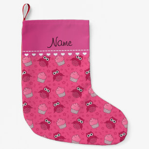 Personalisierter Name Rosa Eule cupcakes Stars Kleiner Weihnachtsstrumpf