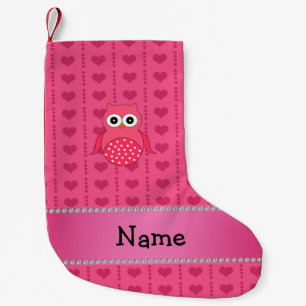 Personalisierter Name Rosa Eule Rosa Herz Kleiner Weihnachtsstrumpf