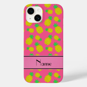 Personalisierter Name Rosa Gelbe Ananas Case-Mate iPhone 14 Hülle