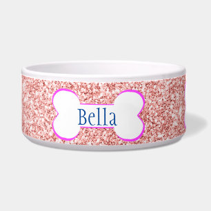 Personalisierter Name Rosa Glitter Knochen Napf