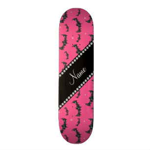 Personalisierter Name Rosa Glitzer Fledermäuse Skateboard