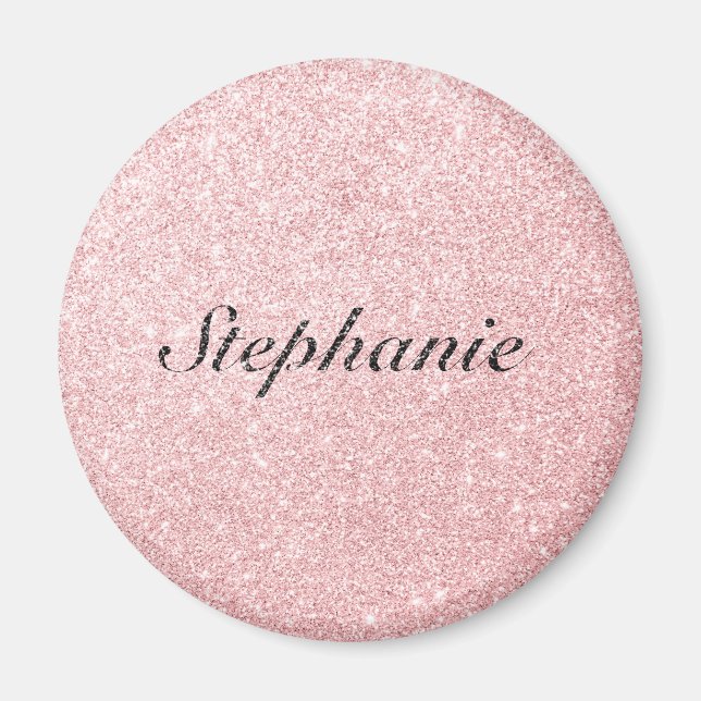 Personalisierter Name Rosa Glitzer Sparkline Stil Magnet (Vorne)