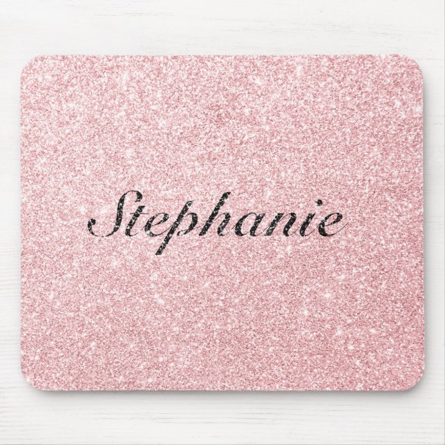 Personalisierter Name Rosa Glitzer Sparkline Stil Mousepad (Vorne)