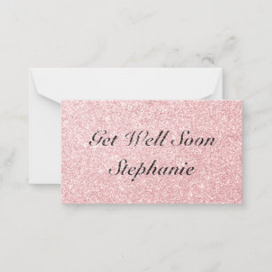 Personalisierter Name Rosa Glitzer wird bald gut Mitteilungskarte