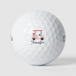 Personalisierter Name Rosa Golfwagen Geburtstagsge Golfball
