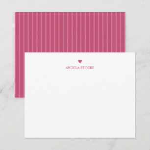 Personalisierter Name Rosa Herz Mitteilungskarte