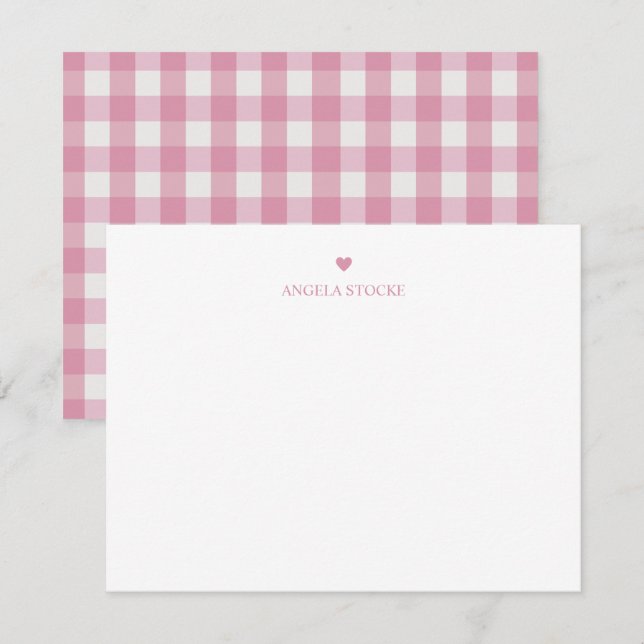 Personalisierter Name Rosa Herz Mitteilungskarte (Vorne/Hinten)
