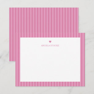 Personalisierter Name Rosa Herz Mitteilungskarte