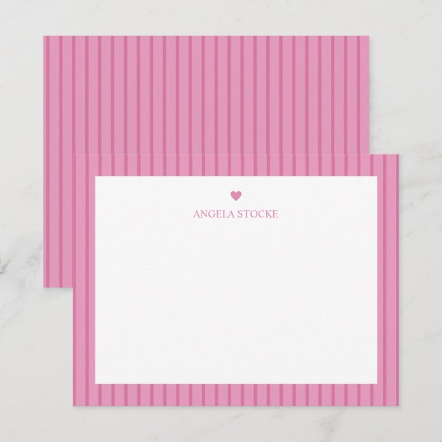Personalisierter Name Rosa Herz Mitteilungskarte (Vorne/Hinten)
