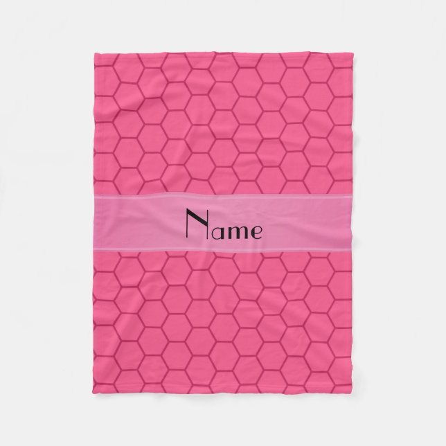 Personalisierter Name Rosa Honigwabe Fleecedecke (Vorderseite)