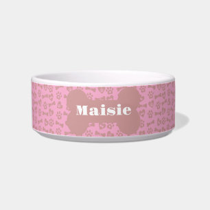 Personalisierter Name Rosa Hundeknochen Pfoten Und Napf