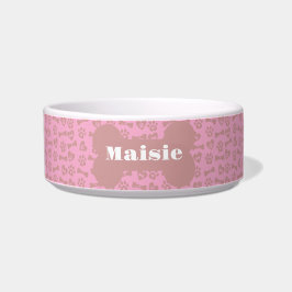 Personalisierter Name Rosa Knochenknochen Paws and Napf