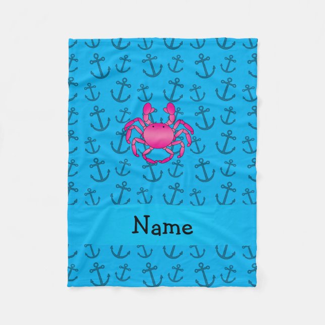 Personalisierter Name Rosa Krabbenblauer Referenzm Fleecedecke (Vorderseite)