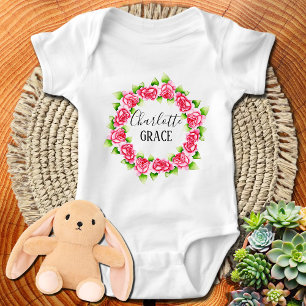 Personalisierter Name Rosa Kraut Baby Strampler