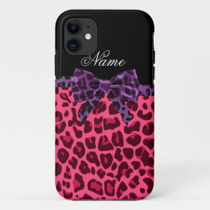 Personalisierter Name Rosa Leopardenmuster lila Bo Case-Mate iPhone Hülle