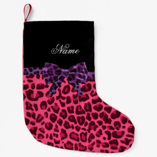 Personalisierter Name Rosa Leopardenmuster lila Bo Kleiner Weihnachtsstrumpf