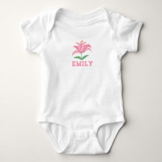 Personalisierter Name Rosa Lilie Blume Baby Bodysu Baby Strampler