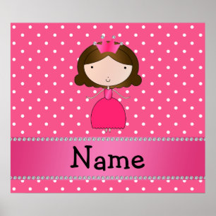 Personalisierter Name Rosa Prinzessin Pink Polka P Poster