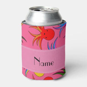 Personalisierter Name Rosa Regenbogenktopus Dosenkühler
