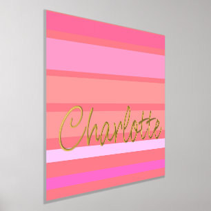 Personalisierter Name Rosa Streifen Gold Foliendrucke