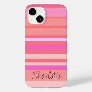 Personalisierter Name Rosa Strickskript Case-Mate iPhone 14 Hülle