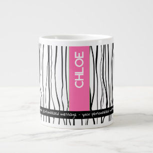 Personalisierter Name Rosa und Schwarz Jumbo-Tasse