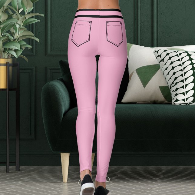 Personalisierter Name Rosa und schwarze Streifen L Leggings (Von Creator hochgeladen)