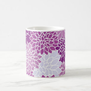 Personalisierter Name Rosa und Weiß Dahlia Blume Tasse