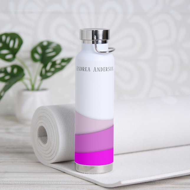 Personalisierter Name Rosa Waves Trinkflasche (Yoga)