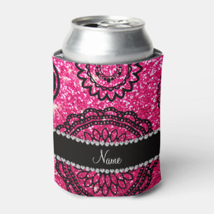 Personalisierter Name Rose Rosa Glitzer Mandalas Dosenkühler