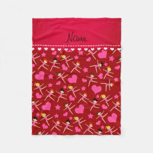 Personalisierter Name Rote Girl Gymnasten Herzstar Fleecedecke