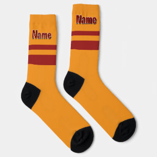 Personalisierter Name Roter Band Senf Gelb  Socken