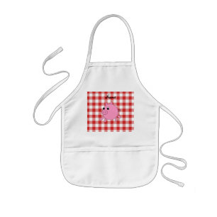 Personalisierter Name Rotes Gingham Kinderschürze