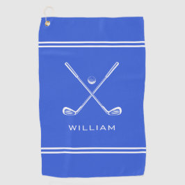 Personalisierter Name Royal Blue Stripes Stilvoll Golfhandtuch