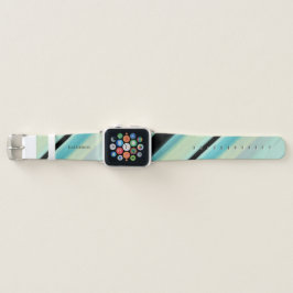 Personalisierter Name Ruhige Türkis Streifen  Apple Watch Armband