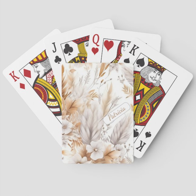 Personalisierter Name Rustic Chic Bohemische Wildb Spielkarten (Rückseite)